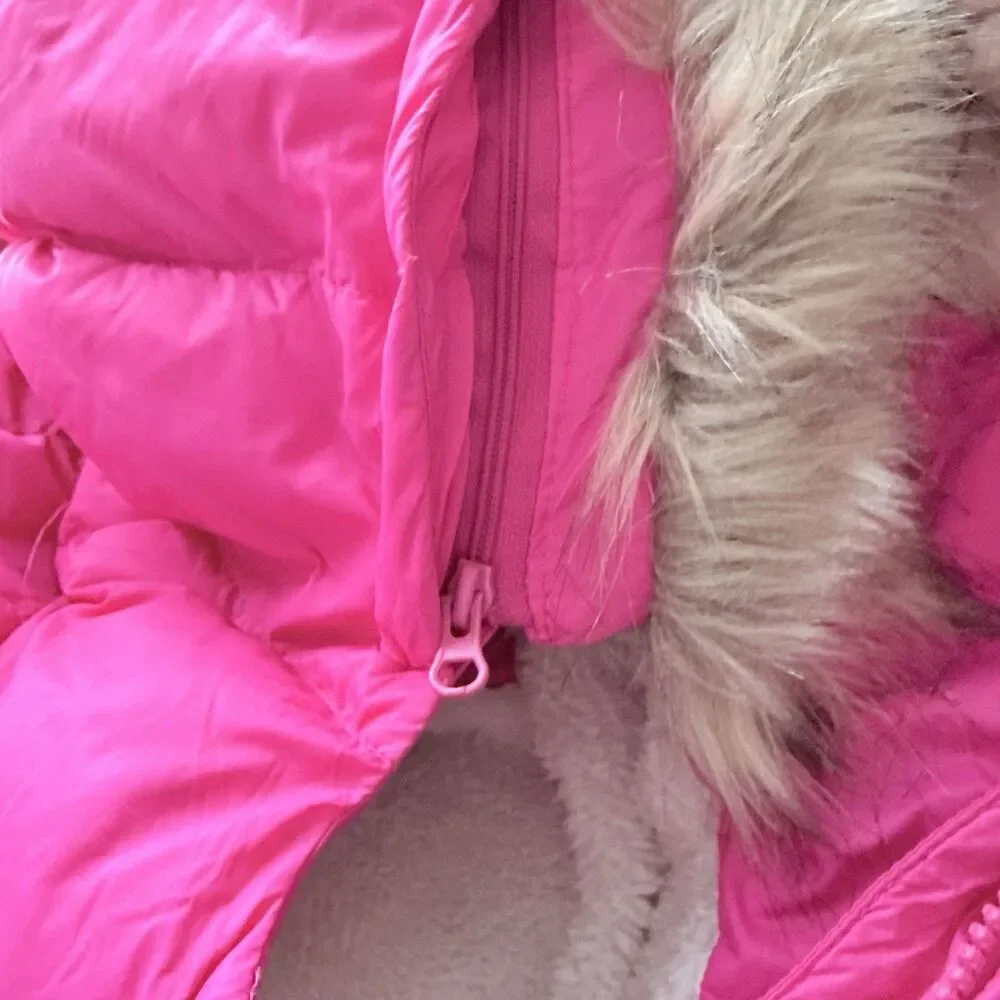 Eddie Bauer Down Parka Jacket Girls L (14) Pink Nylon Sherpa Lined Hooded